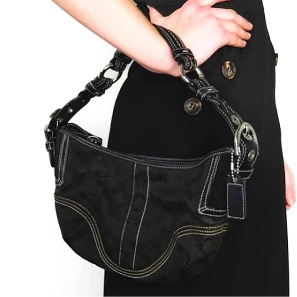 Coach Handbags - Coach Black Shoulder Hobo with Contrast Stitching 6279